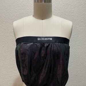 KAIXUAN Black Iridescent Strapless Crop Top